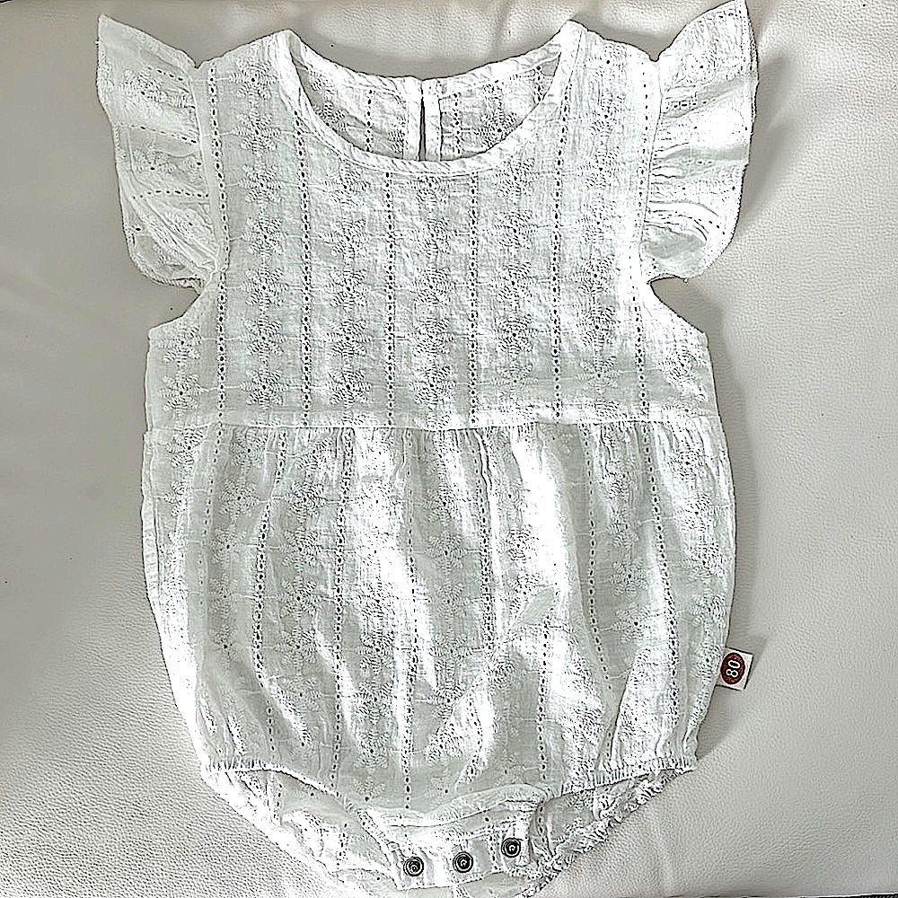 White Eyelet Baby Romper